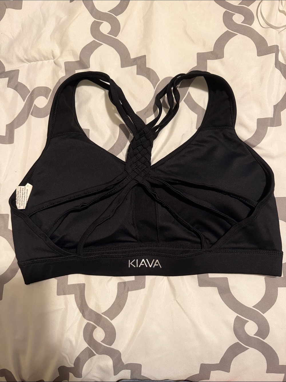 KIAVA Black Bra-Style Swim Top with Braided Strappy Back